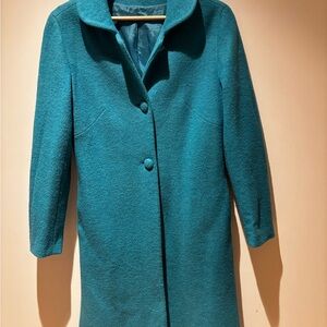 Vintage Teal Wool Coat by Veeko | Classic 60s/70s Mod Style